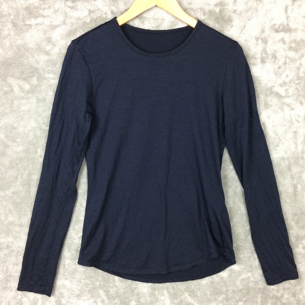 Segments Shirt Womens Small Merino Wool Navy Blue Long Sleeve Base Layer Hiking
